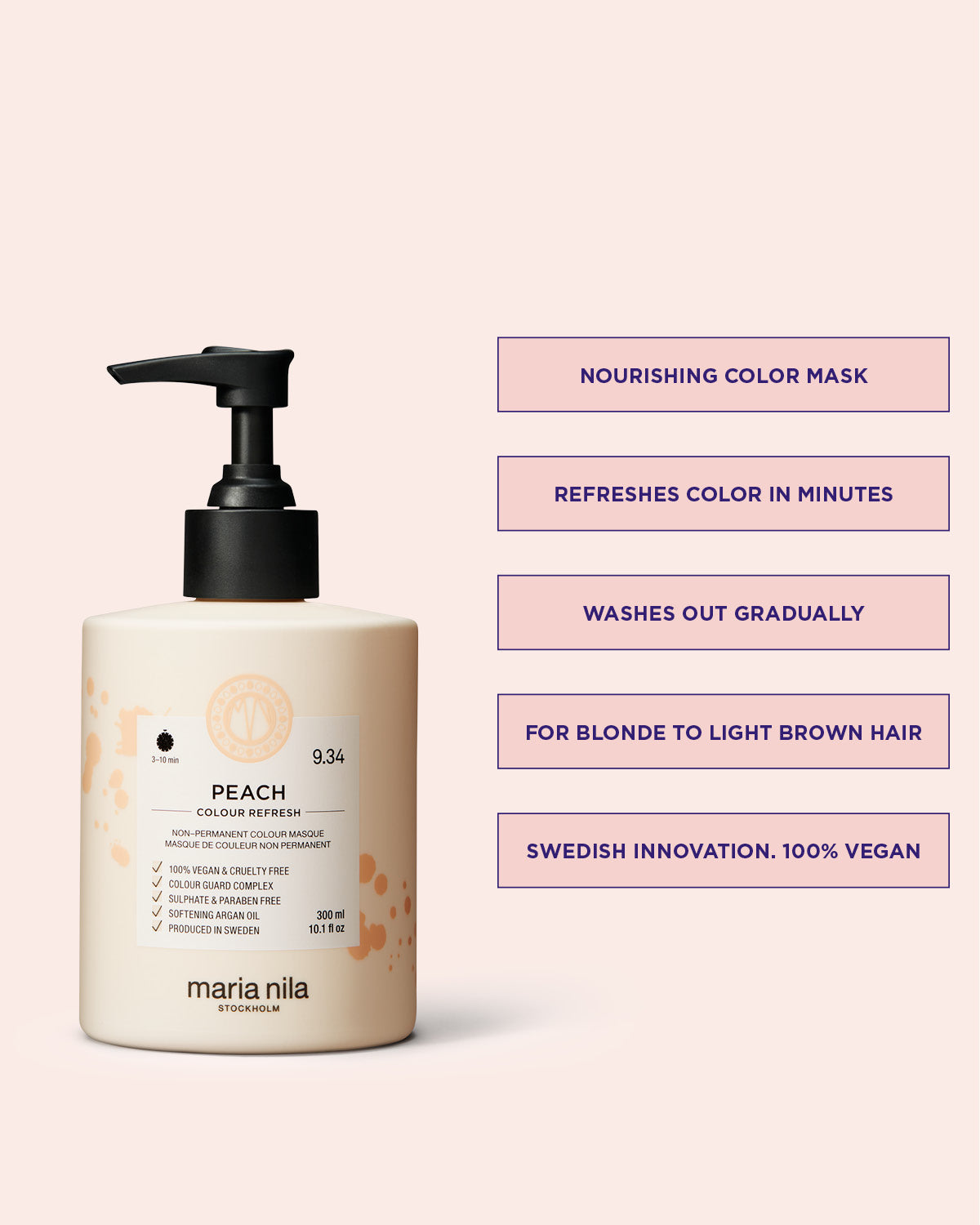 Colour Refresh Peach is a color hair mask that enhances the color in blonde to light brown hair