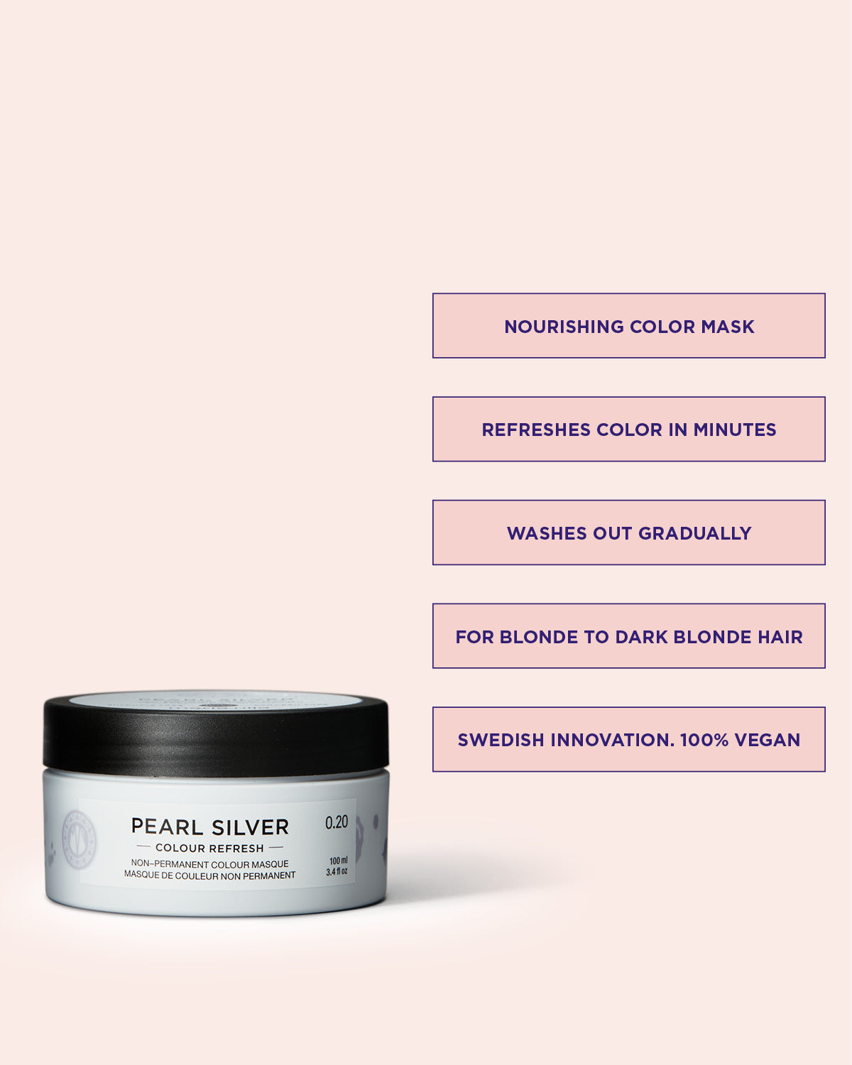 Colour Refresh Pearl Silver is a color hair mask that enhances the color in blonde to light brown hair