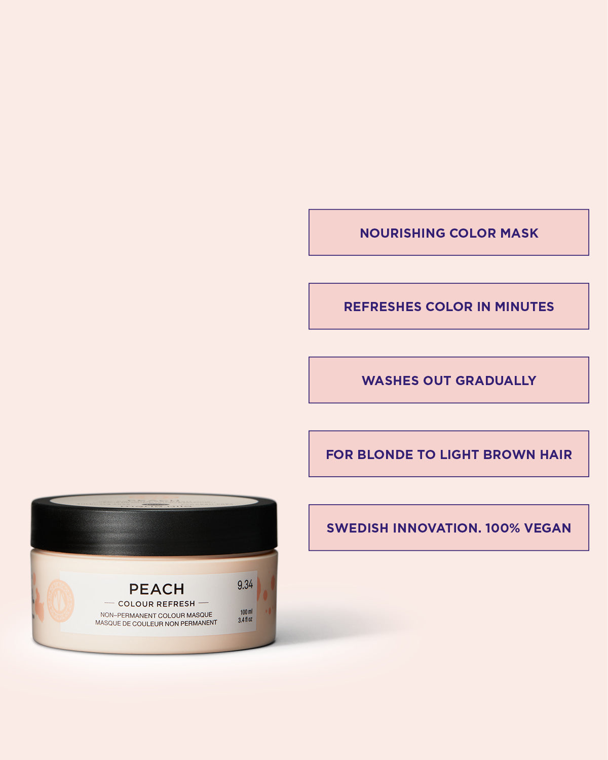 Colour Refresh Peach is a color hair mask that enhances the color in blonde to light brown hair